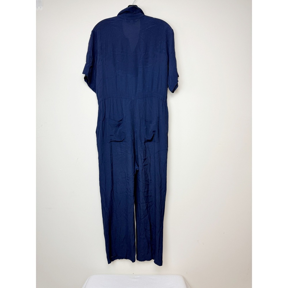THAKOON X RTR Short Sleeve Jumpsuit Lightweight Size 6 Womens Viscose Navy - Picture 9 of 10